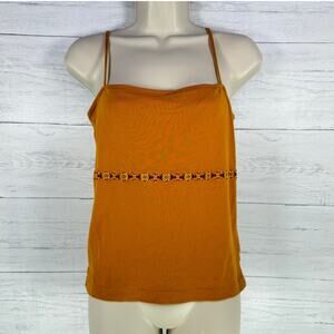VTG Abercrombie Y2K medium orange tank embroidered floral babydoll fairy cami